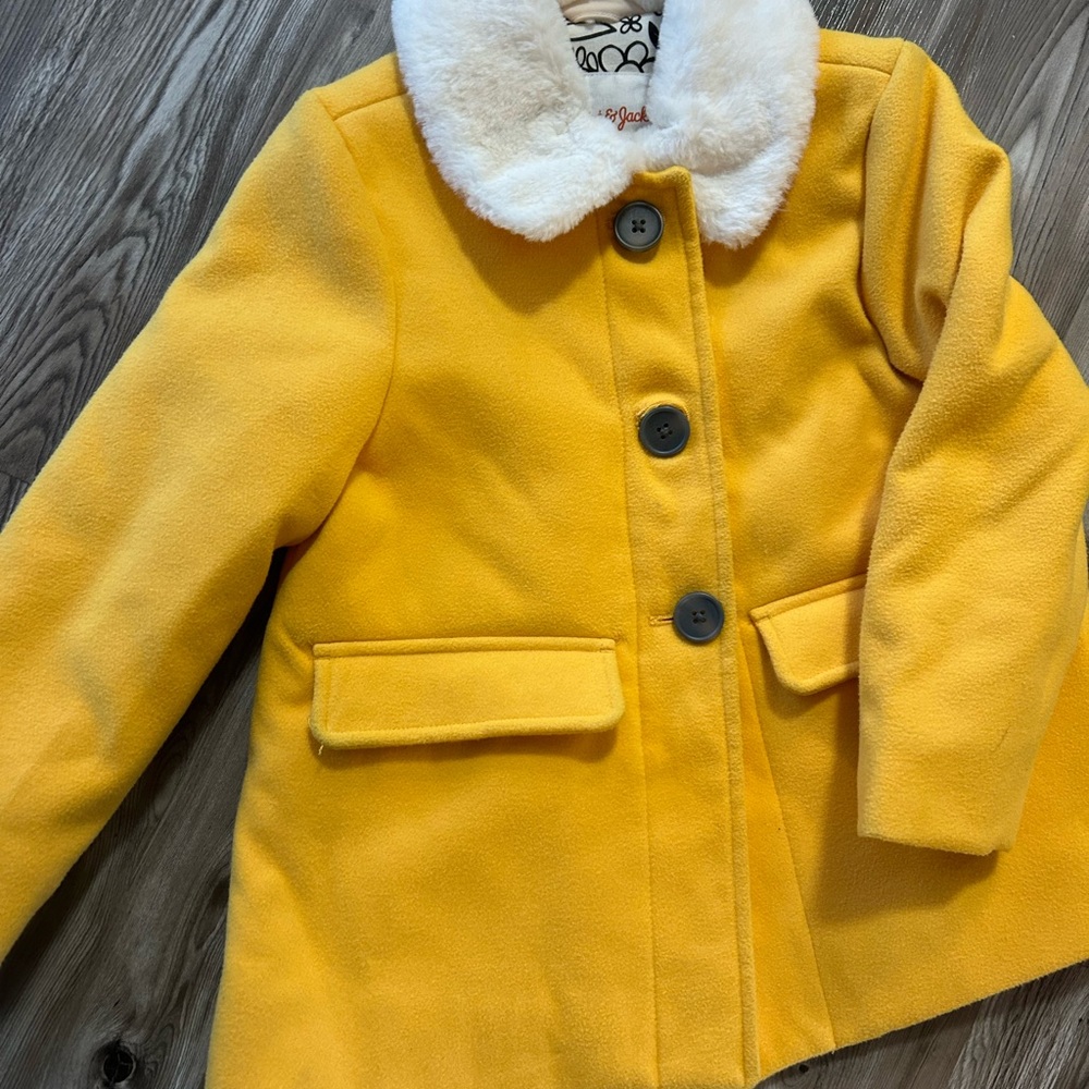 Cat & Jack Yellow Pea Coat with White Collar